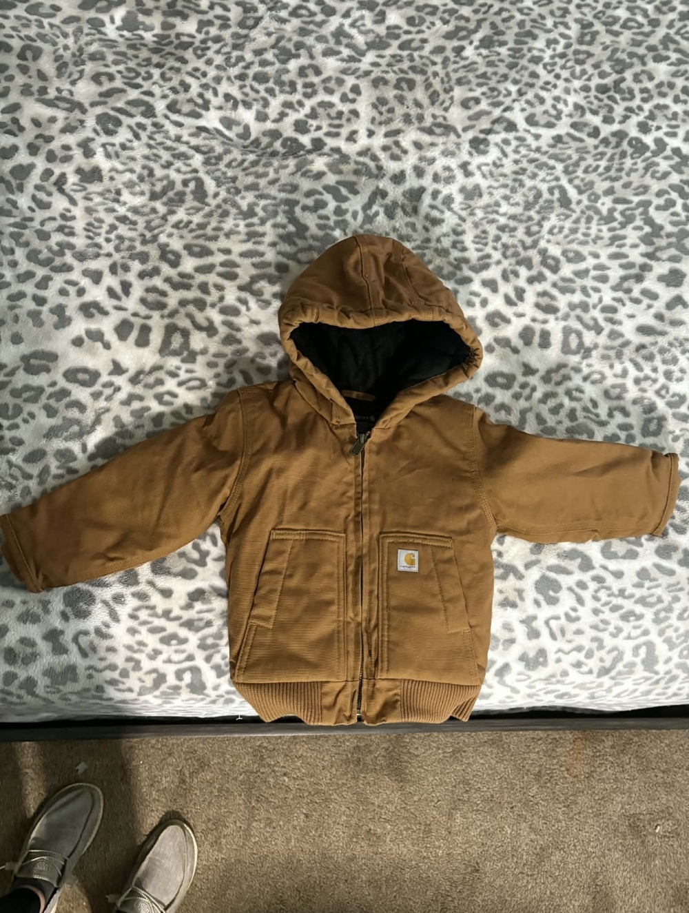 Carhartt Tan Hooded Canvas Jacket with Black Lining - 18M
